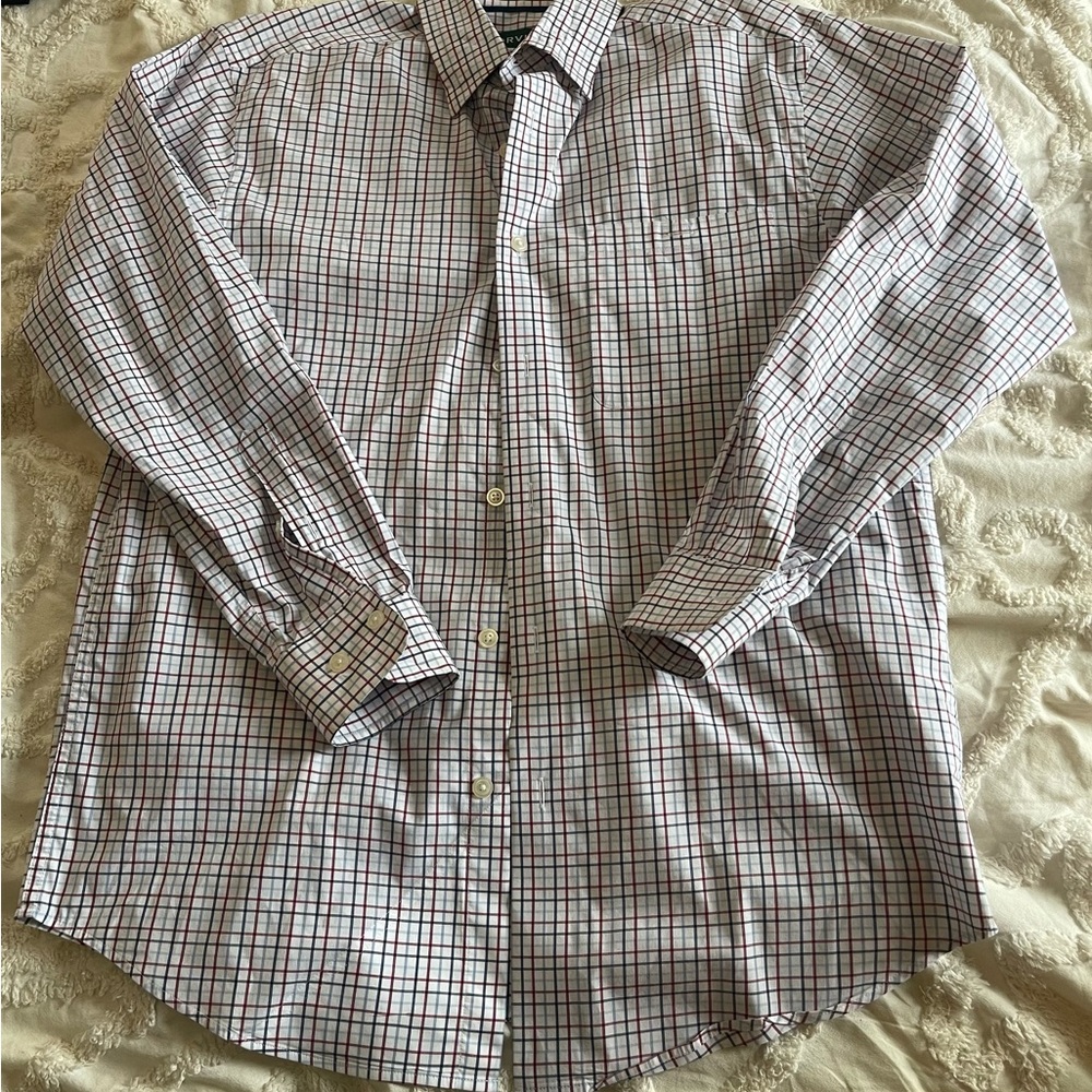 Orvis Men's Plaid Button Down Shirt - White and Red